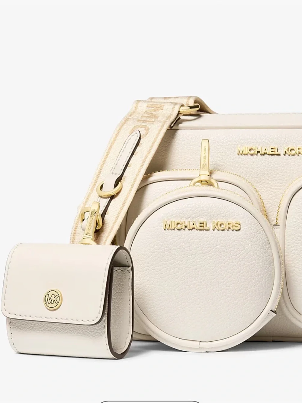 Michael Kors JST Md Pocket Leather Messenger XBody With Attachments Crossbody